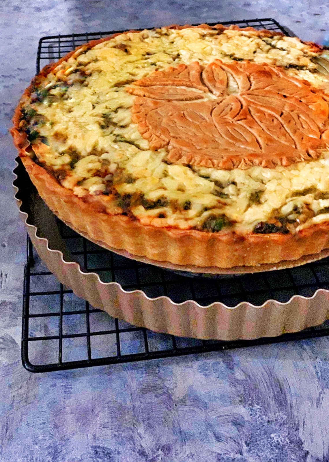 Eggless Whole meal Spinach & Mushroom Cheddar Quiche - My Veg Fare